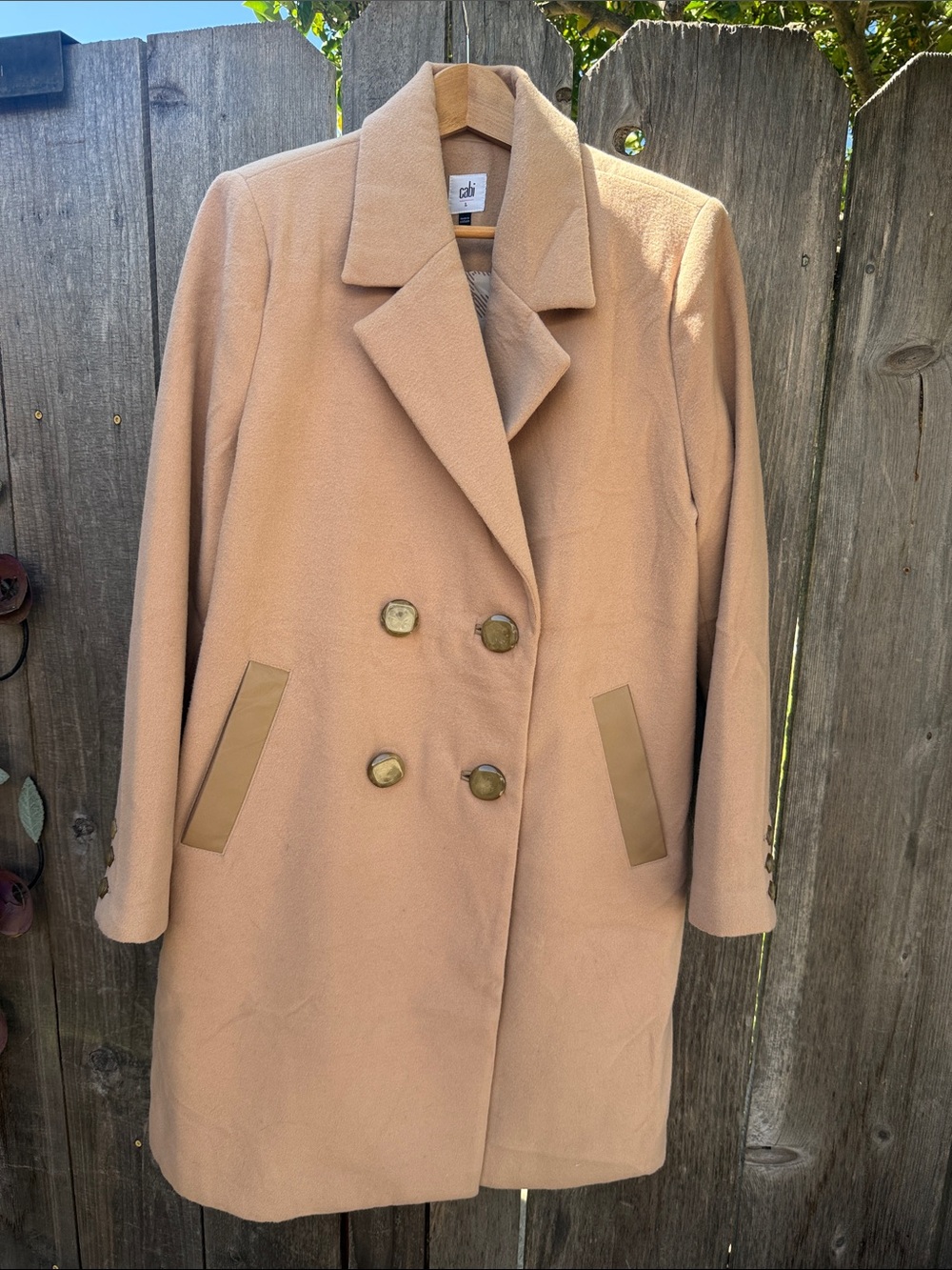 CAbi Double-Breasted Tan Pea Coat